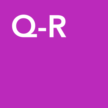 A purple square with Q-R in white font in the upper left-hand corner.